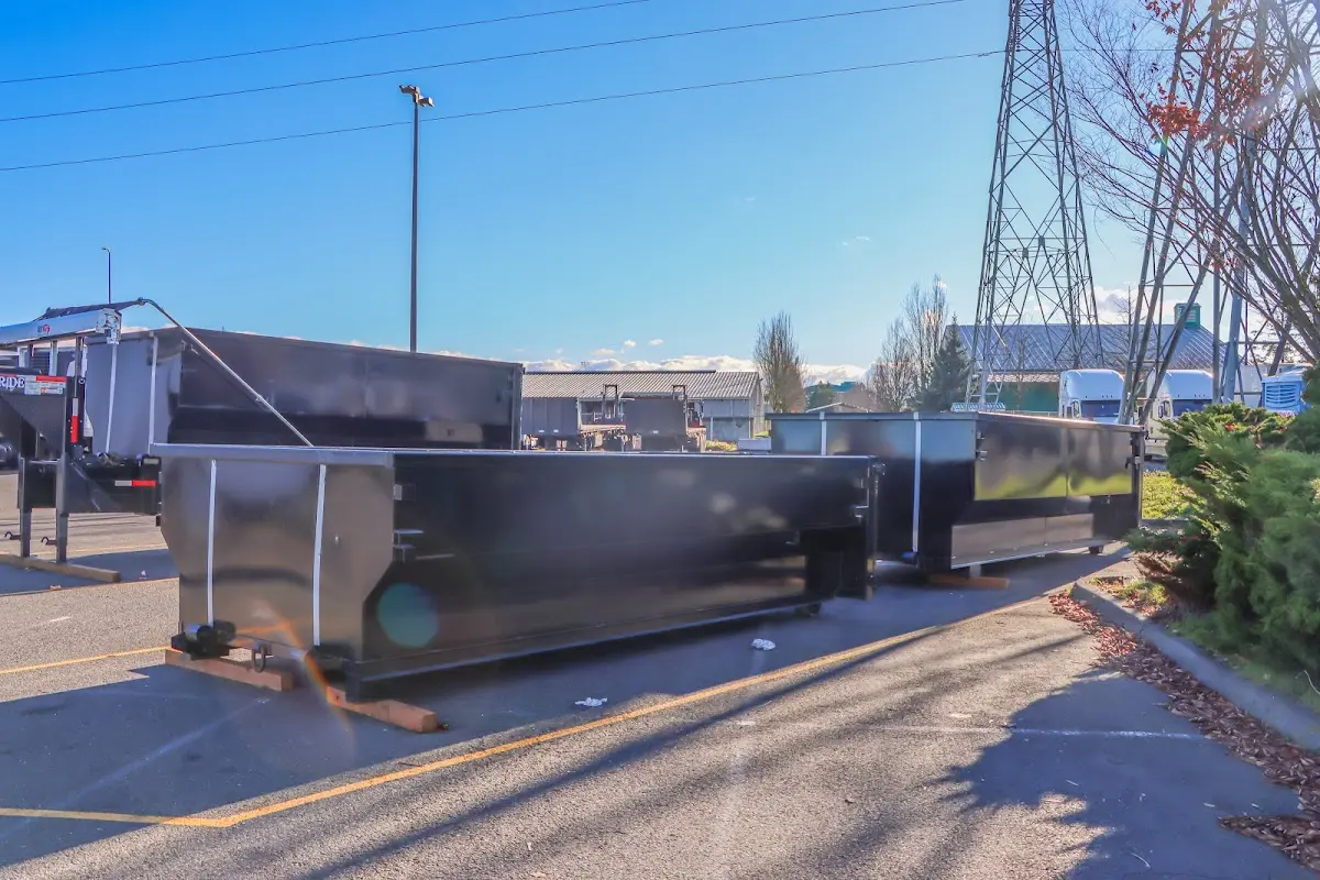 Roll-off dumpster ready for waste disposal at job site for Construction Dumpster Rental in Burlingame
